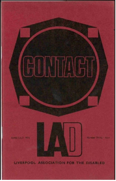 Red information booklet, May-June 1974, Liverpool Association for the Disabled (now the Liverpool Association of Disabled People).
