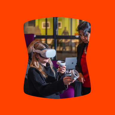 Example of a powerpoint template, with Curating for Change participants using VR headset